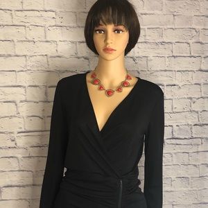 Bcbgmaxazria Dalton Zip-front Black Ruched Cocktail Mini Dress